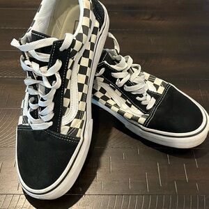 Vans Men’s Check Old Skool Black White Size 9.5 Low Checkerboard sneakers
